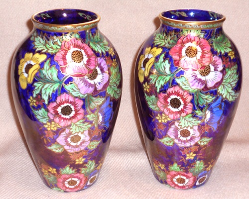 Pair vases Anenome blue